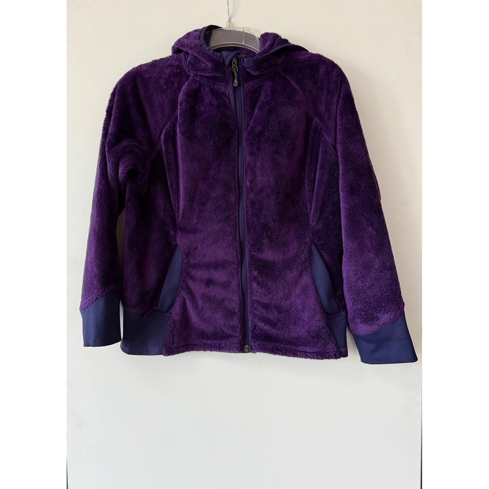 REI Girls Size XL 18 Violet Purple Fuzzy Fleece Full Zip Hoodie Jacket Cozy Warm